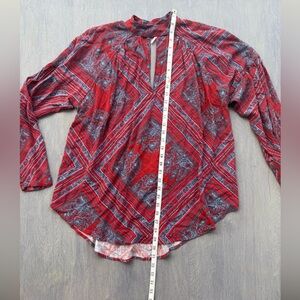 Free People Red and Blue Patterned Tunic